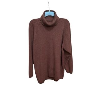 Plus Sz Jeanne Pierre Burgundy Wool Blend turtle Neck Cotton Tunic Sweater